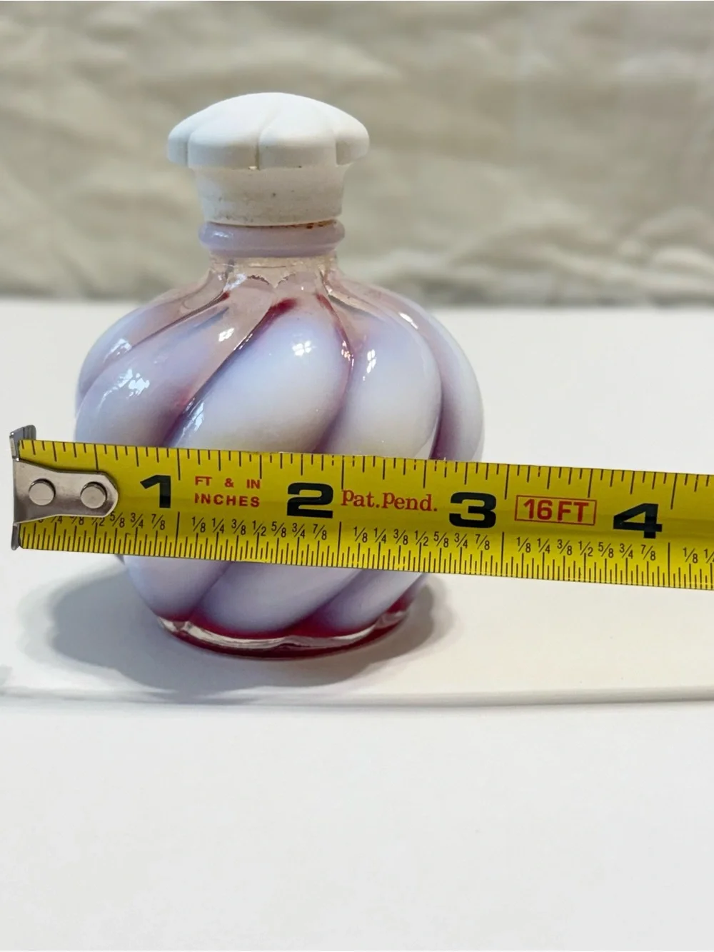 Vintage Wrisley White Cloud Carnation Fenton Opalescent Swirl Bottle Flower Cap